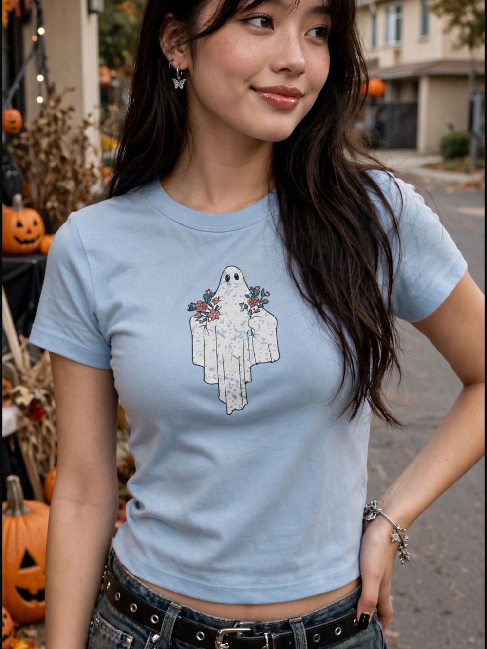 Light Blue Ghost Graphic Tee - the Clandestine Underground XL